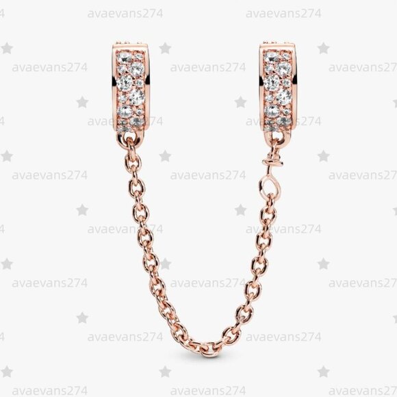 Pandora Clear Pavé Safety Chain Clip Charm - Picture 2 of 5